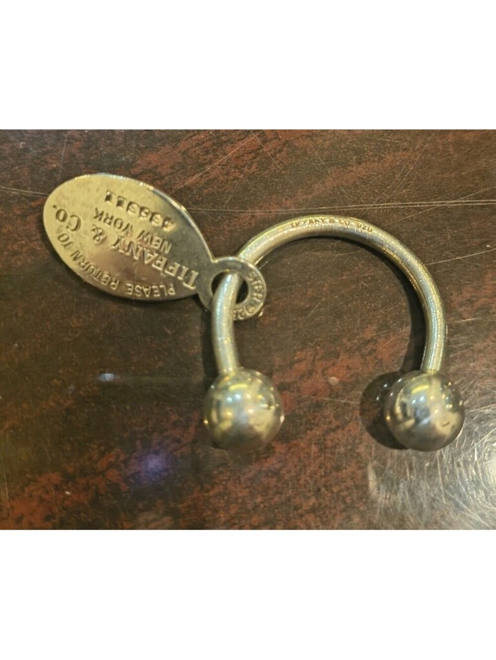 Tiffany & Co. Return to Tiffany Sterling Silver Screw Ball Key Ring Auth 925